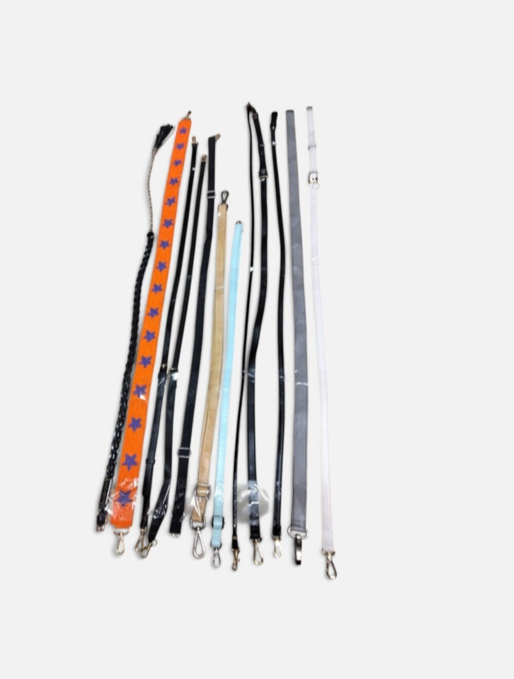 Assortment Of Bag Crossbody Straps in Orange, Black, Tan, Light Blue, Gray U Pic